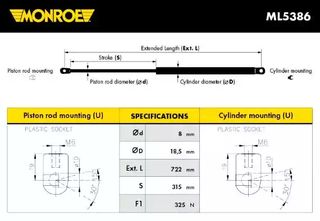 Αμορτισέρ Καπό AUDI A4 2005 - 2008 ( 8E )( 8H ) MONROE ML5386