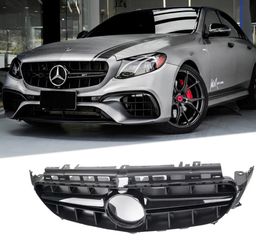 ΜΑΣΚΑ ΕΜΠΡΟΣ Mercedes E-Class W213 S213 C238 A238 (2016+) Chrome Black E63 AMG Design
