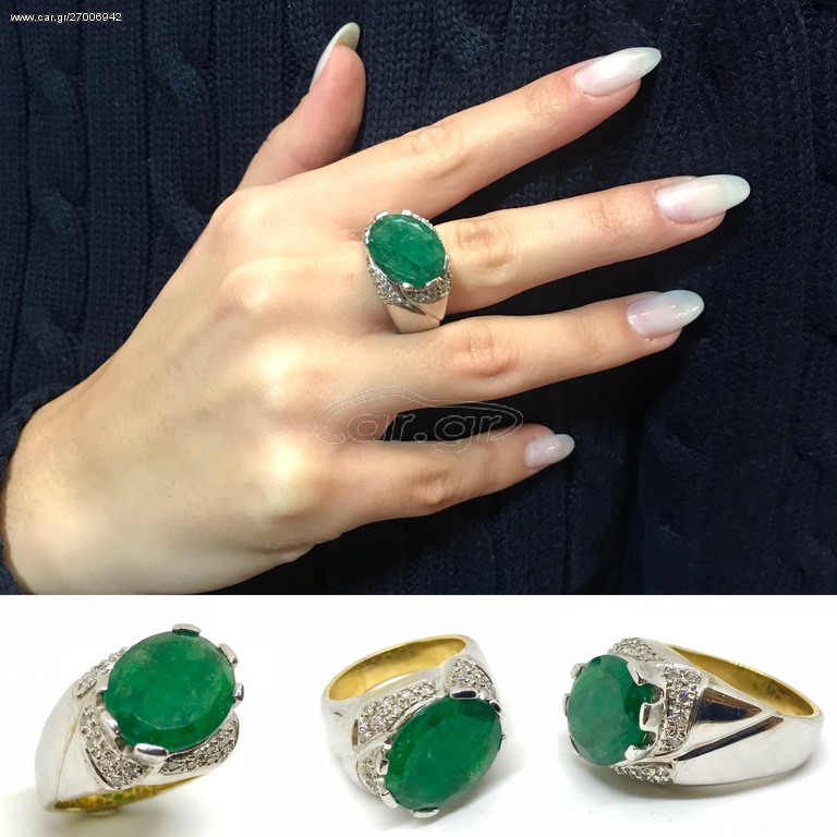 Δαχτυλιδι 18k με Σμαράγδι