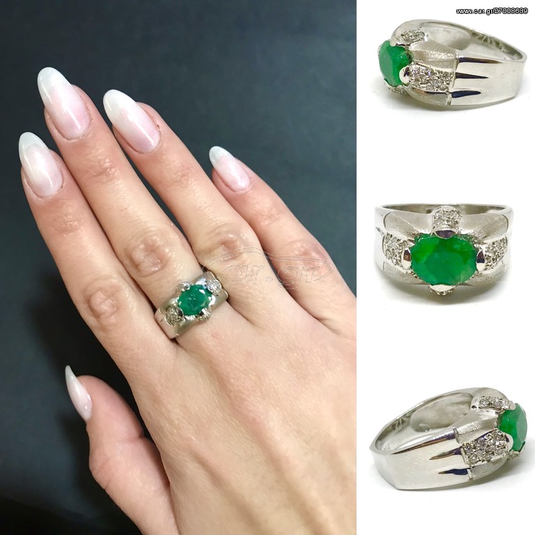 Δαχτυλιδι 18k με Σμαραγδι