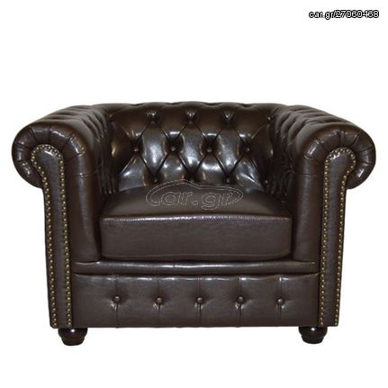 ΠΟΛΥΘΡΟΝΑ T.CHESTERFIELD POLINA HM3011.01 PU ΣΚΟΥΡΟ ΚΑΦΕ 110x90x73Yεκ.