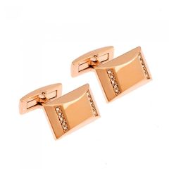 Μανικετόκουμπα Ορθογώνια Rose Gold Με Στρας Senza Men's από Ατσάλι - SSD01335 SSD01335