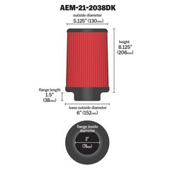 AEM DRYFLOW AIR FILTER Φ76-thumb-1