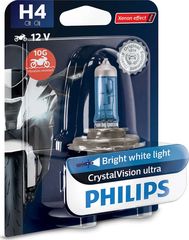 Philips H4 CrystalVision ultra moto Bright white light 10G Extra Xenon effect 12V WWW.EAUTOSHOP.GR