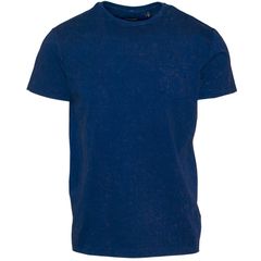 71350-30 Ανδρικό T-shirt λαιμόκοψη με "χημική επεξεργασία" - μπλέ ρουά - Μπλε