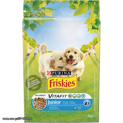 Ξηρά Τροφή Friskies Junior για Κουτάβια με Κοτόπουλο, Πρόσθετο Γάλα και Λαχανικά  3kgr