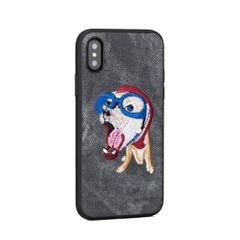 Θήκη back cover handmade σκύλος πλεκτός για iPhone X/XS - Γκρι