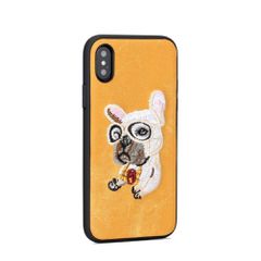 Θήκη back cover handmade σκύλος πλεκτός για iPhone X/XS - Κίτρινο