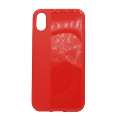 Θήκη σιλικόνης Carbon Fiber για iPhone X/Xs - Kόκκινο