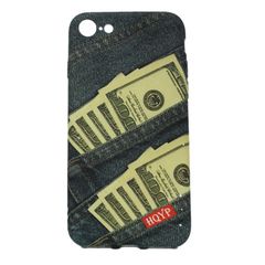 Θήκη σιλικόνης TPU HQYP σχέδιο τζιν 100 Dollars για iPhone 7/8