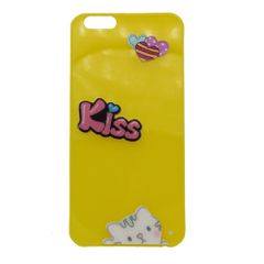 Θήκη σιλικόνης με 3D σχέδιο 'Kiss' για iPhone 6/6S - Κίτρινο