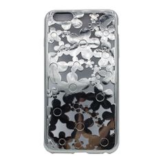 Θήκη σιλικόνης με σχέδιο λουλούδια για iPhone 6/6S Plus - Ασημί