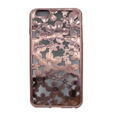 Θήκη σιλικόνης με σχέδιο λουλούδια για iPhone 6/6S Plus- Ροζ Χρυσό