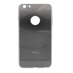 Θήκη σιλικόνη με πλάτη καθρέφτη για iPhone 6/6S Plus - Μαύρο