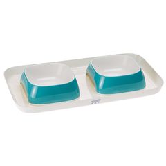 Πλαστικός Δίσκος με Μπολ Ferplast Glam Tray  Λευκό/Μπλε, Small, Διαστάσεων: 40 x 23 x H 5,5 cm 0,8 lt