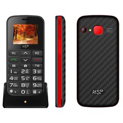 ΚΙΝΗΤΟ NSP 2000DS 1.8" DUAL SIM 2G 32MB/32MB RADIO-MP3/MP4 SOS BUTTON BLACK/RED + HANDS FREE