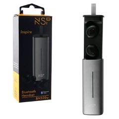 NSP INSPIRE BLUETOOTH STEREO BN320w TWS HEADSET V5.0 (2 ΣΥΣΚ) ΜΕ ΘΗΚΗ ΦΟΡΤΙΣΗΣ - ΜΕΤΑΦΟΡΑΣ METAL GREY