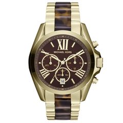 Ρολόι Γυναικείο Michael Kors Bradshaw MK5696 με δίχρωμο μπρασελέ και καφέ καντράν