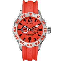 Ρολόι Unisex Nautica BDF 100 A16602G Multifunction με Rubber και κόκκινο καντράν