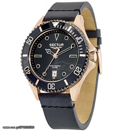 Ρολόι ανδρικό Sector Fashion R3251161013 με δερμάτινο λουρί και μαύρο καντράν