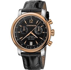 Ρολόι ανδρικό Wenger Urban Vintage Chrono 01.1043.113 με δερμάτινο λουρί και μαύρο καντράν