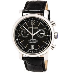 Ρολόι ανδρικό Wenger Urban Vintage 01.1043.112 με δερμάτινο λουρί και μαύρο καντράν