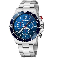 Ρολόι ανδρικό Wenger Seaforce Chrono 01.0643.111 με μπρασελέ και μπλε καντράν