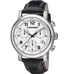 Ρολόι ανδρικό Wenger Urban Classic Chrono 01.1043.109 με δερμάτινο λουρί και λευκό καντράν