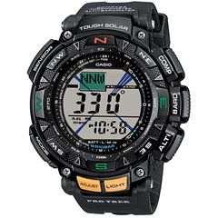 Ρολόι ανδρικό Casio Protrek Triple Sensor PRG-240-1ER Solar Power με Rubber και ψηφιακό καντράν