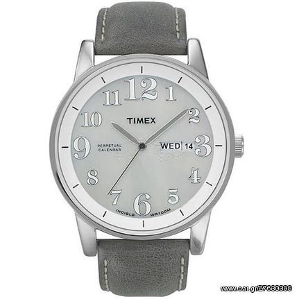 Ρολόι Unisex Timex Perpetual Calendar T2G371 με δερμάτινο λουρί και γκρι καντράν