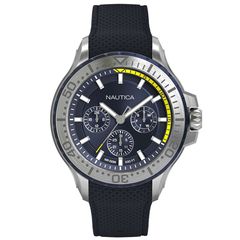 Ρολόι ανδρικό Nautica Aucland Collection NAPAUC003 Multifunction με Rubber και μπλε σκούρο καντράν