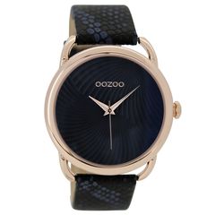 Ρολόι γυναικείο Oozoo Timepieces C9164 με δερμάτινο λουρί και μαύρο καντράν