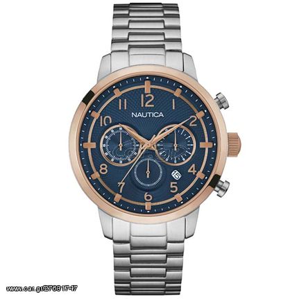 Ρολόι ανδρικό Nautica NCT 15 NAI19537G Chronograph με μπρασελέ και μπλε καντράν