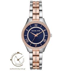 Ρολόι γυναικείο Michael Kors Mini Lauryn MK3929 με δίχρωμο μπρασελέ και μπλε καντράν