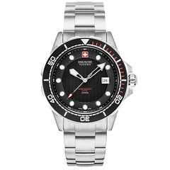 Ρολόι ανδρικό Swiss Military Hanowa Neptune Diver 06-5315.04.007 με μπρασελέ και μαύρο καντράν