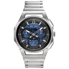 Ρολόι ανδρικό Bulova Curv Collection 96A205 με μπρασελέ και μπλε Skeleton καντράν