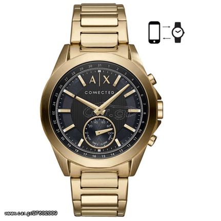 Ρολόι ανδρικό Armani Exchange Hybrid Smartwatch AXT1008 με μπρασελέ και μαύρο καντράν