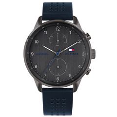 Ρολόι ανδρικό Tommy Hilfiger Chase 1791578 με δερμάτινο λουρί και ανθρακί καντράν