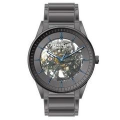 Ρολόι ανδρικό Kenneth Cole Automatic KC51016002 με μπρασελέ και ανθρακί Skeleton καντράν