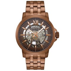 Ρολόι ανδρικό Kenneth Cole Automatic KC50779007 με μπρασελέ και καφέ Skeleton καντράν