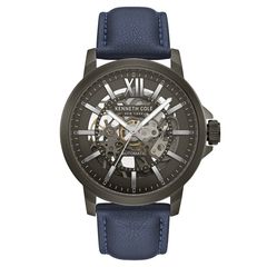 Ρολόι ανδρικό Kenneth Cole Automatic KC50779002 με δερμάτινο λουρί και γκρι Skeleton καντράν