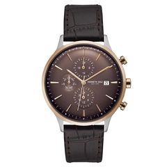 Ρολόι ανδρικό Kenneth Cole Multifunction KC15181005 με δερμάτινο λουρί και καφέ καντράν