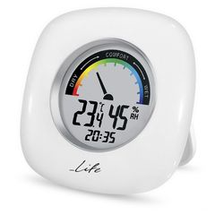 Ψηφιακό Θερμόμετρο , Υγρόμετρο Εσωτερικού Χώρου με Ρολόι & Έγχρωμη Απεικόνιση Επιπέδου Υγρασίας