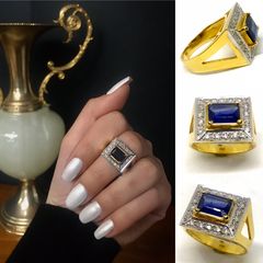 Δαχτυλιδι 18k με Ζαφείρι και Μπριγιαν