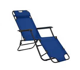 Καρέκλα - Ξαπλώστρα Μεταλλική Μπλε Πανί Και Μαξιλάρι 789245 163x60x80υψ Ankor