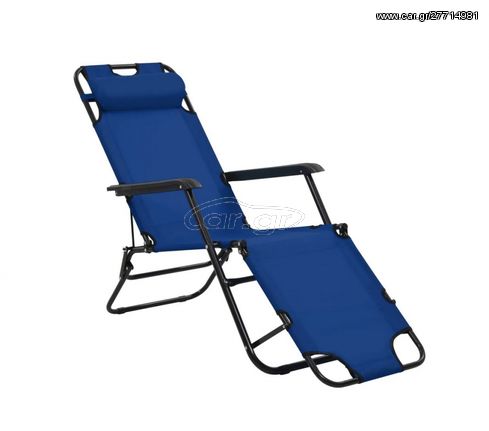 Καρέκλα - Ξαπλώστρα Μεταλλική Μπλε Πανί Και Μαξιλάρι 789245 163x60x80υψ Ankor