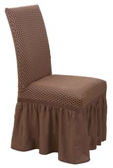 Κάλυμμα Καρέκλας Με Βολάν Ελαστικό Σοκολά Σίλβερ Viopros