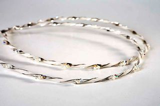 Στέφανα γάμου λευκά από ασήμι 925 με κρύσταλλα και πέρλες P.Q. EUROPEAN CRYSTALS - Ioannis Collection - D228L