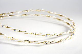 Στέφανα γάμου επίχρυσα από ασήμι 925 με πέρλες και κρύσταλλα P.Q. EUROPEAN CRYSTALS - Ioannis Collection - D228K