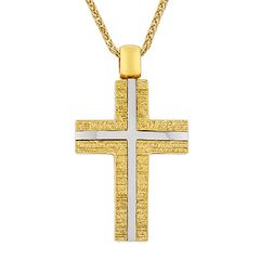 Σταυρός Ανδρικός Δίχρωμος σε Χρυσό Κ14 / VERORAMA / ST_025